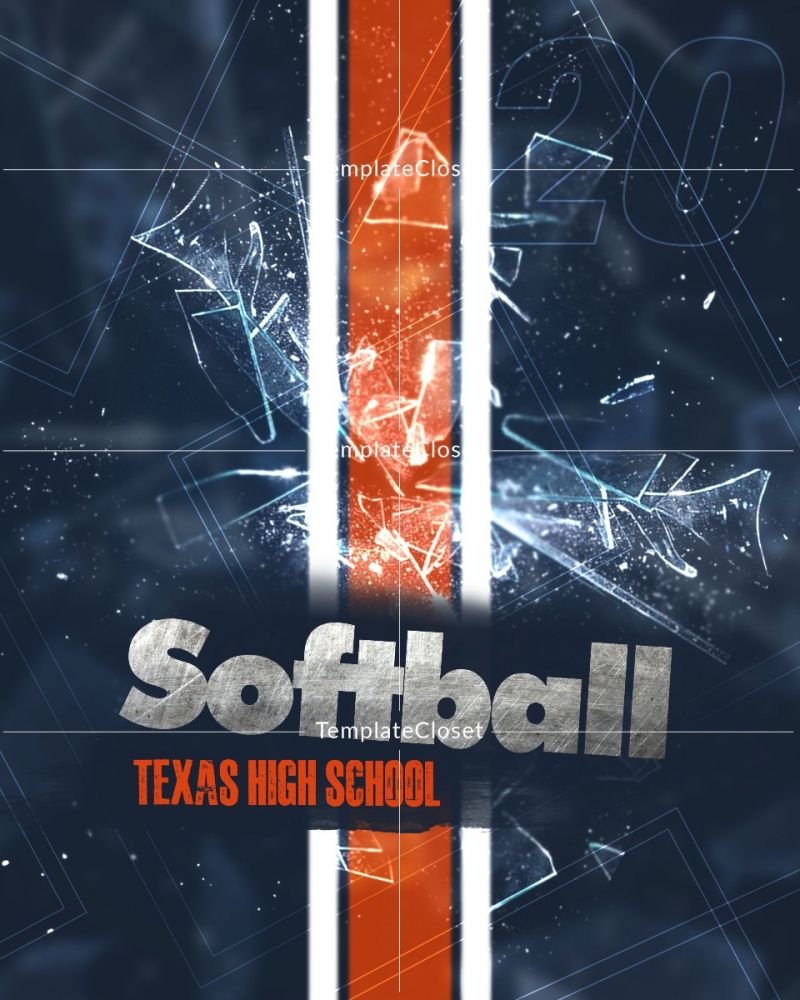 Softball Glass Effect Photography Layered Template
