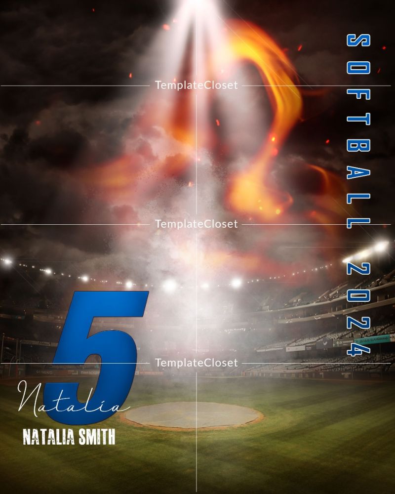 Softball Thunder Effect Sports Photoshop Template