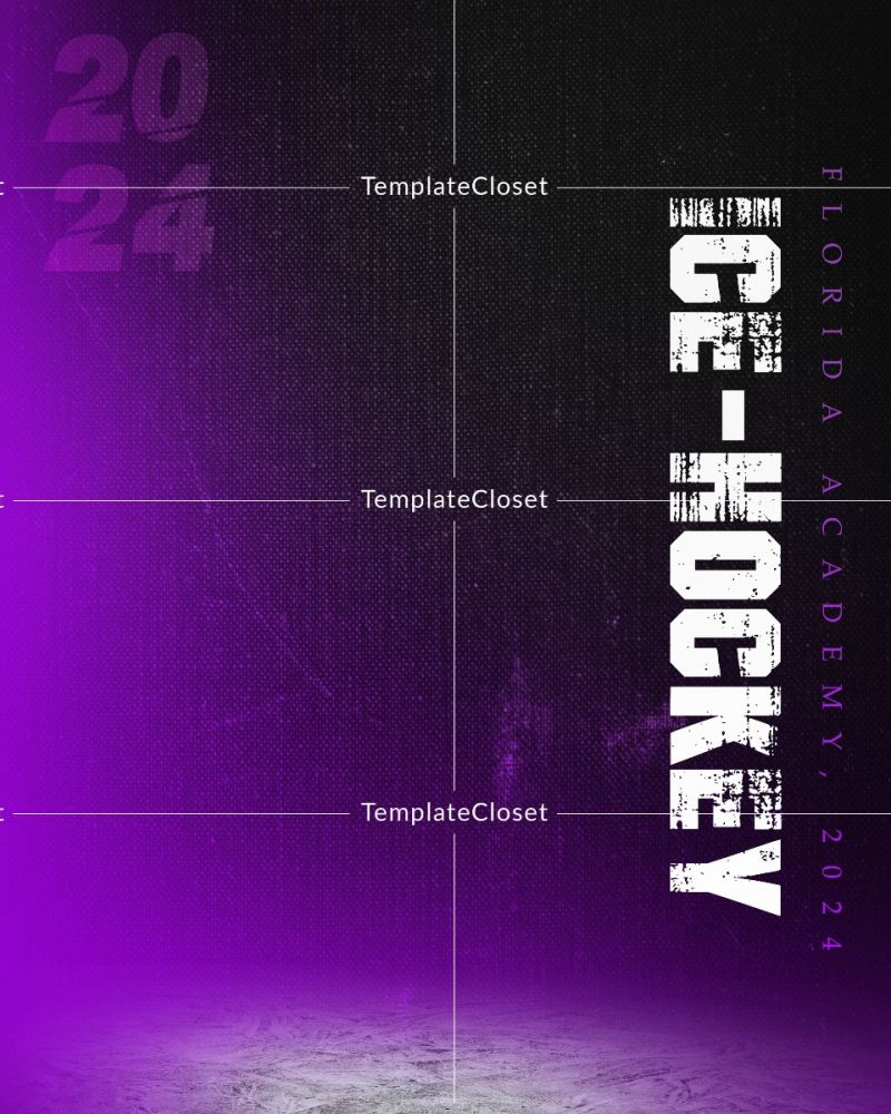Ice Hockey American High School Photoshop Layered Template