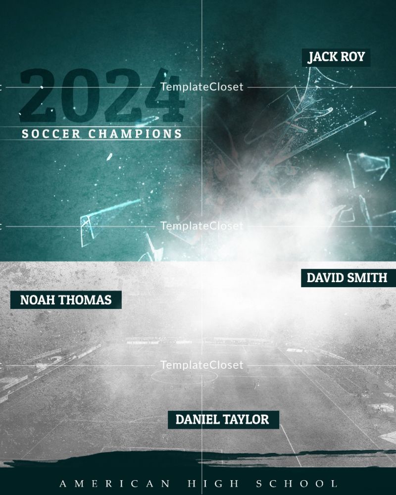 Soccer Champions Team Customized Sports Photography Template