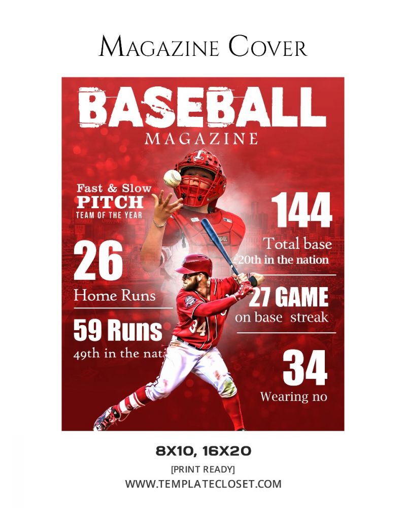 Baseball Sports Person Customized Photoshop Magazine Cover