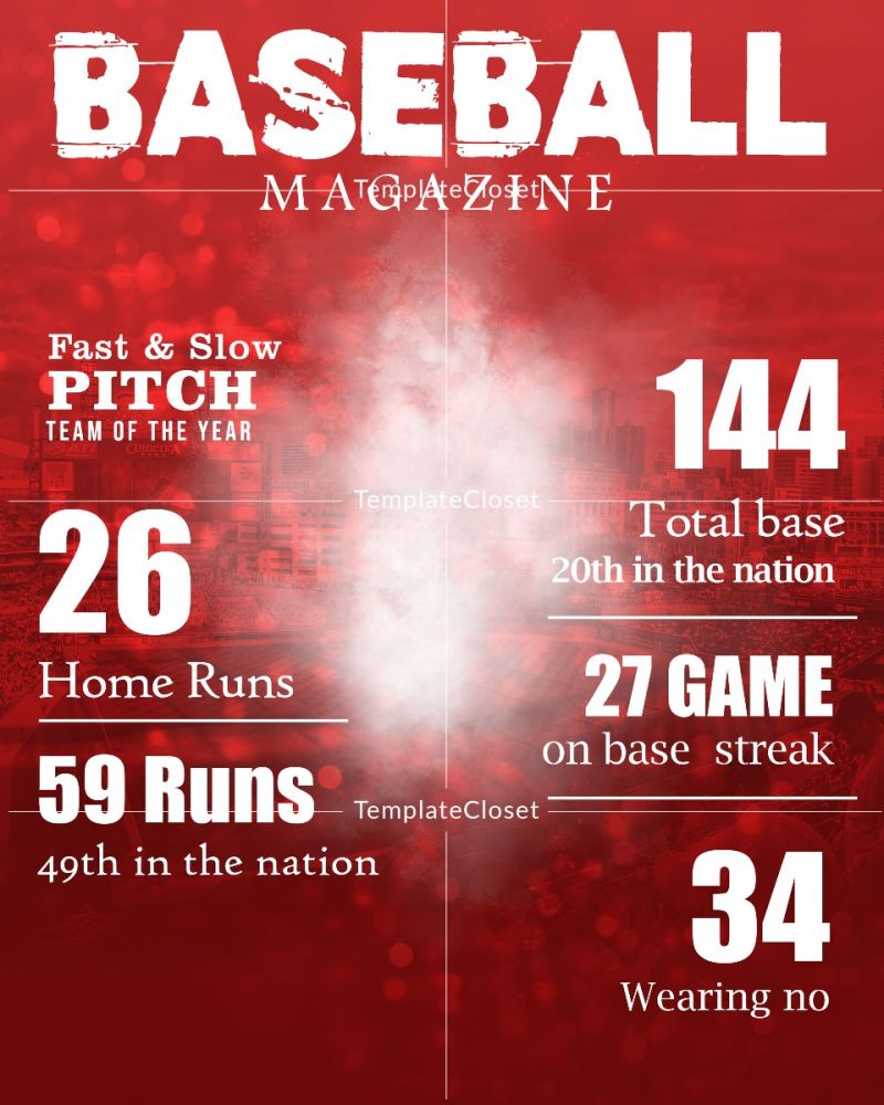 Baseball Sports Magazine Print Ready Cover