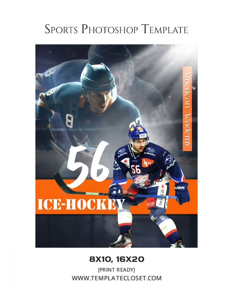 Ice Hockey - Memory Mate Print Ready Photography Template