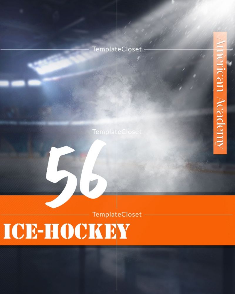 Ice Hockey American High School Photoshop Layered Template