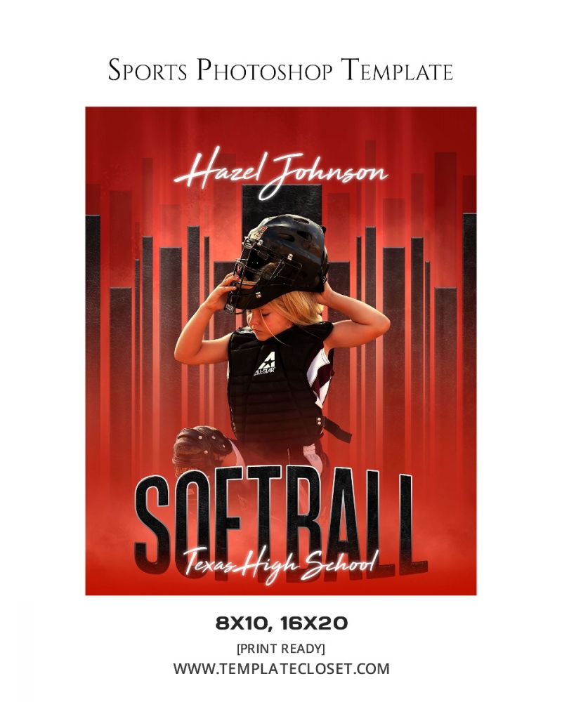 Hazel Johnson - Softball Signature Effect Photography Template