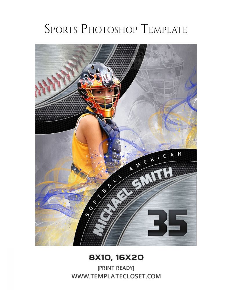 Michael Smith - Softball Print Ready Photography Template
