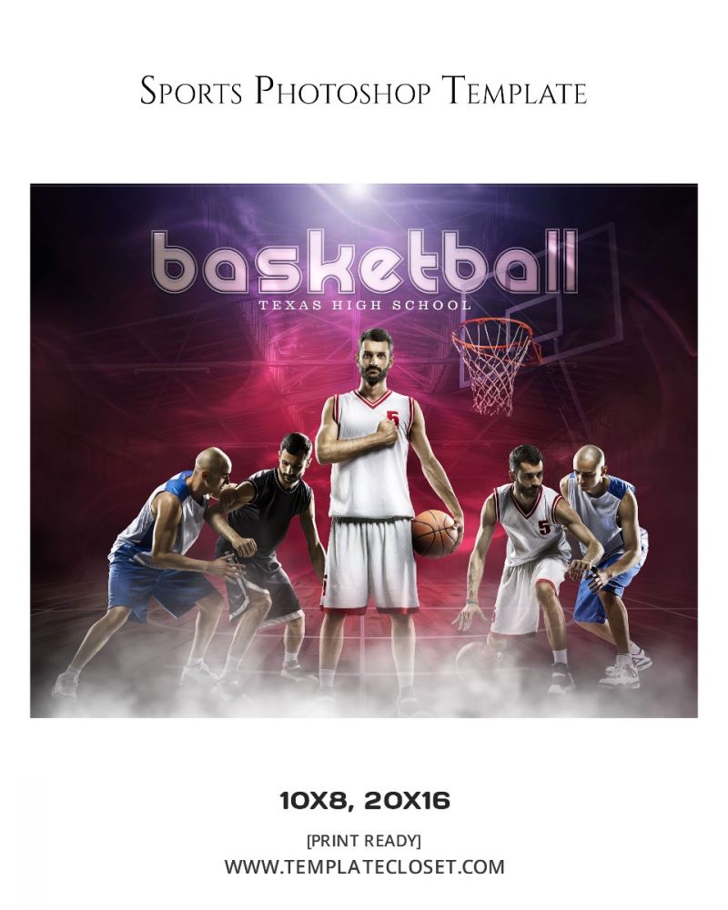 Basketball Team Enliven Effect Customized Photography Template