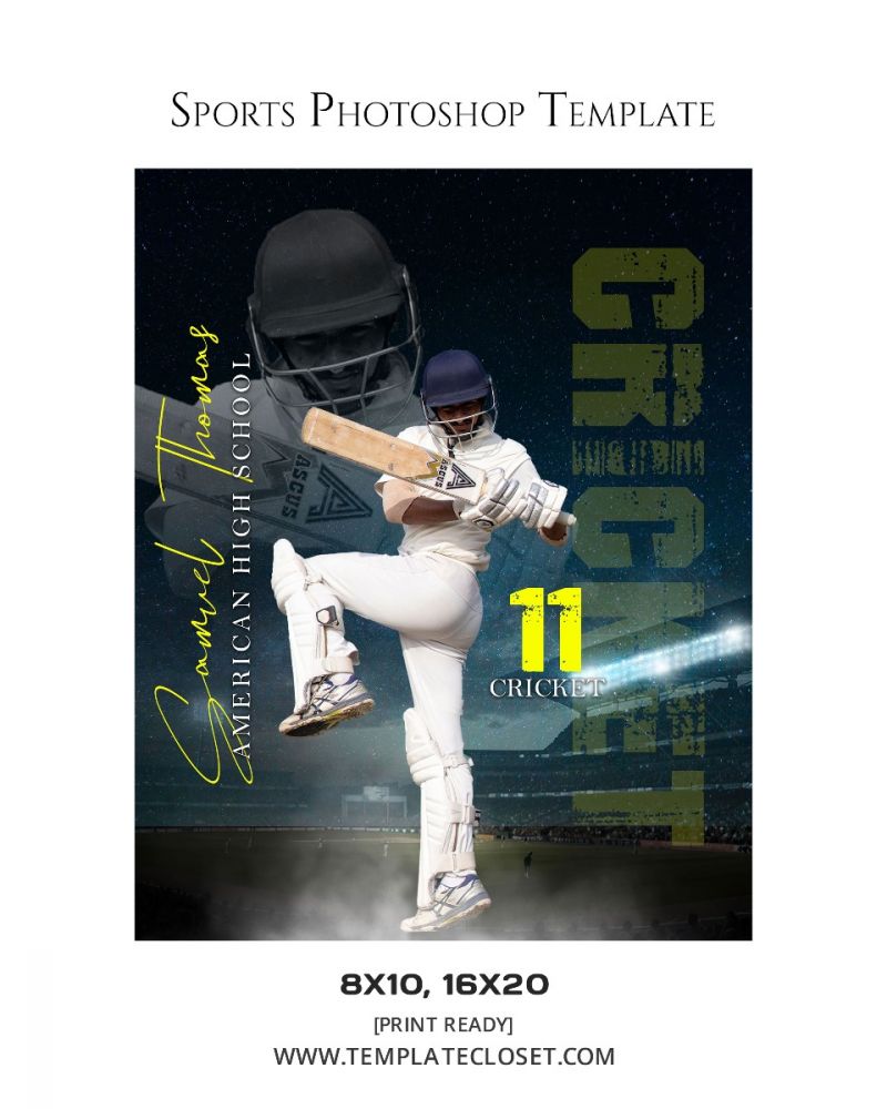 Cricket Green Effect Sports Print Ready Template