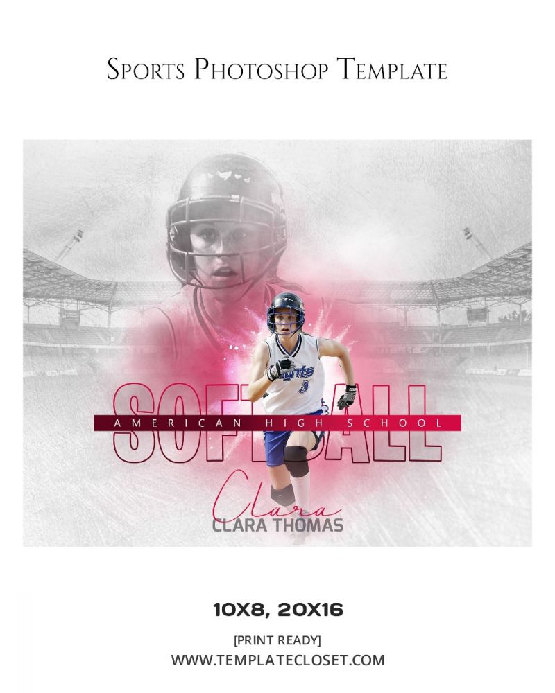 Softball Memory Mate Color Effect Customized Photography Template