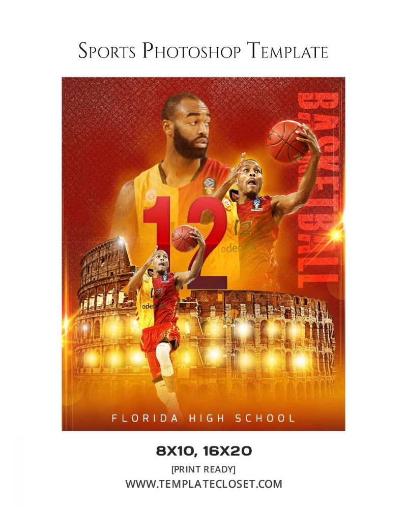 Basketball Multilayer Customized Photography Sports Template