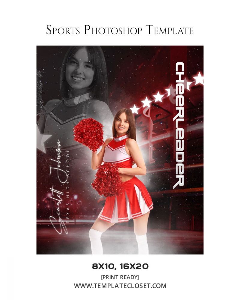 Cheerleader Green Sprinkle Effect Photography Template