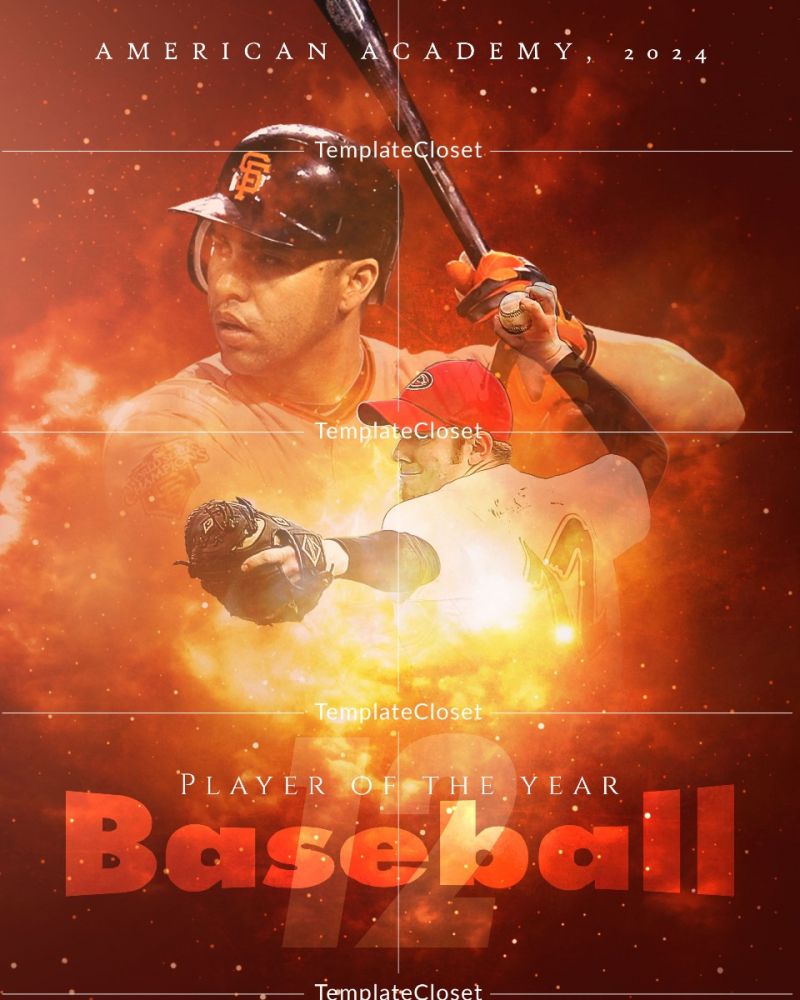 Baseball Fire Effect Memory Mate Photography Layered Template