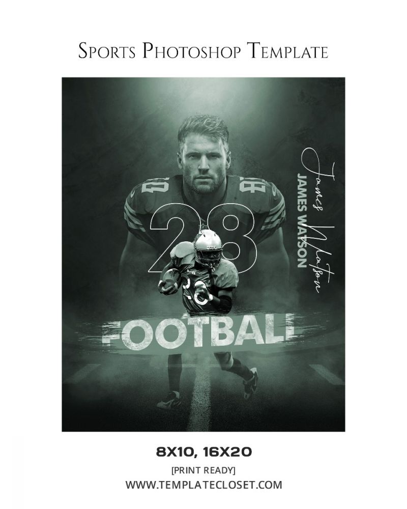 FootballNoOnehasEverDrownedInSweatPhotographyTemplate@templatecloset.com