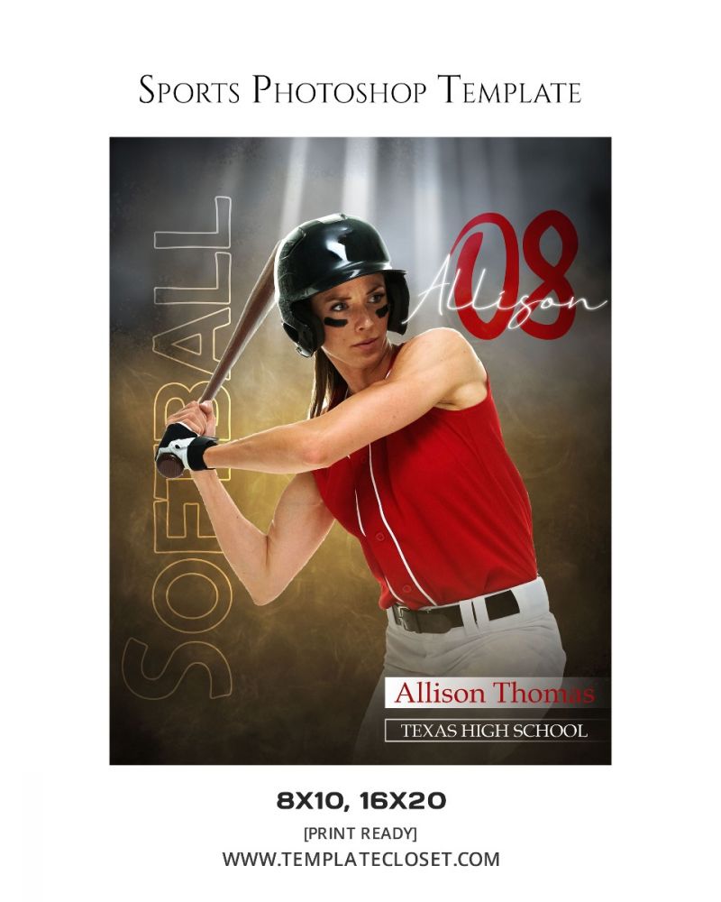 Allison Thomas - Softball Signature Effect Photography Template