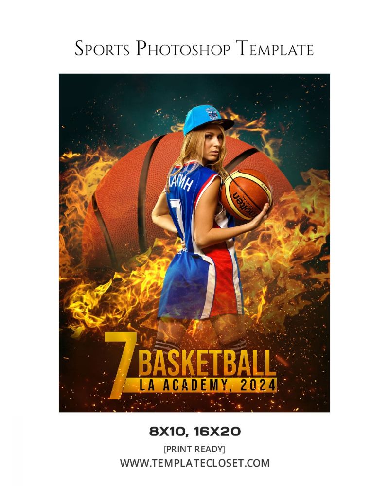 Basketball On The Fire Sports Photography Template