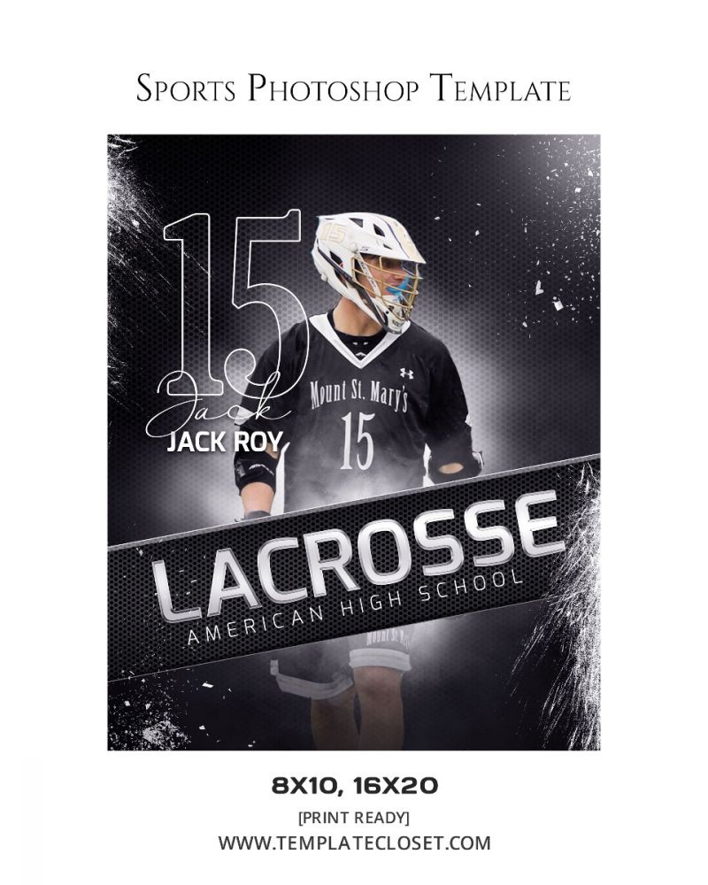 Lacrosse Black Effect Print Ready Sports Photography Template