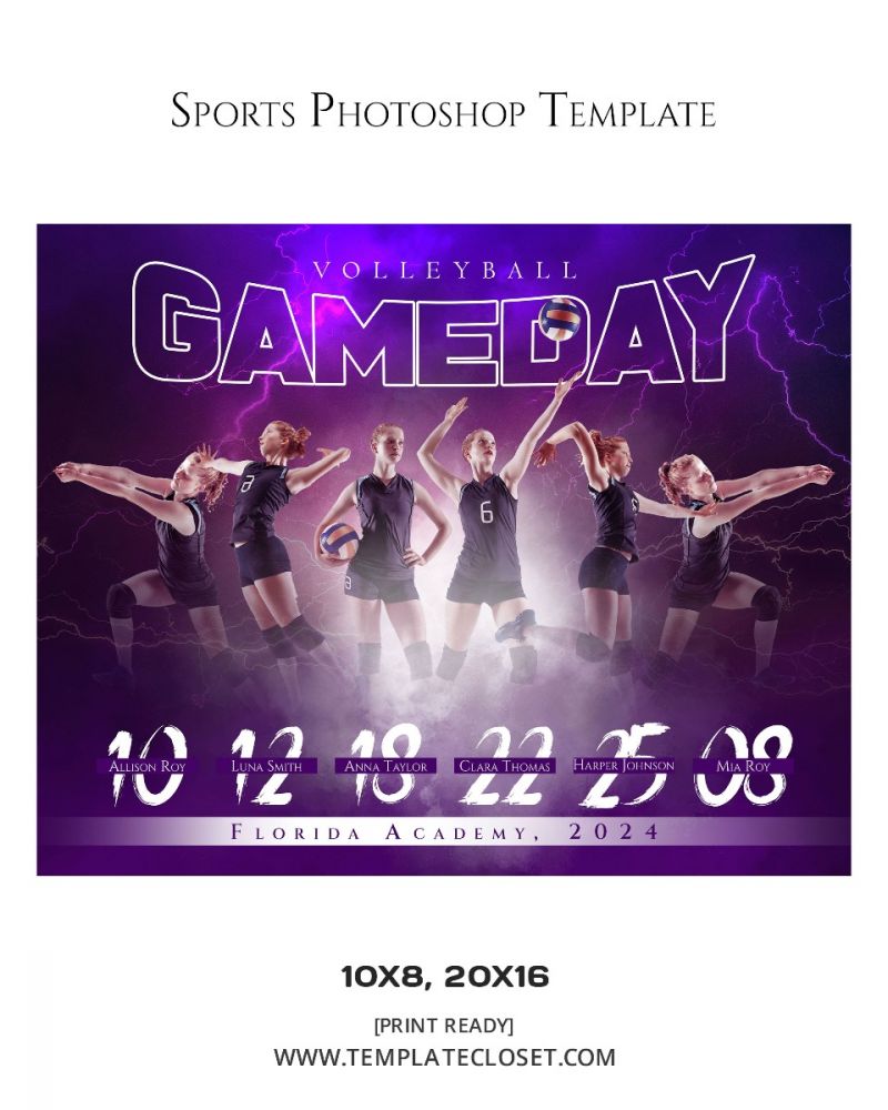 Volleyball Team - Gameday Photography Template 
