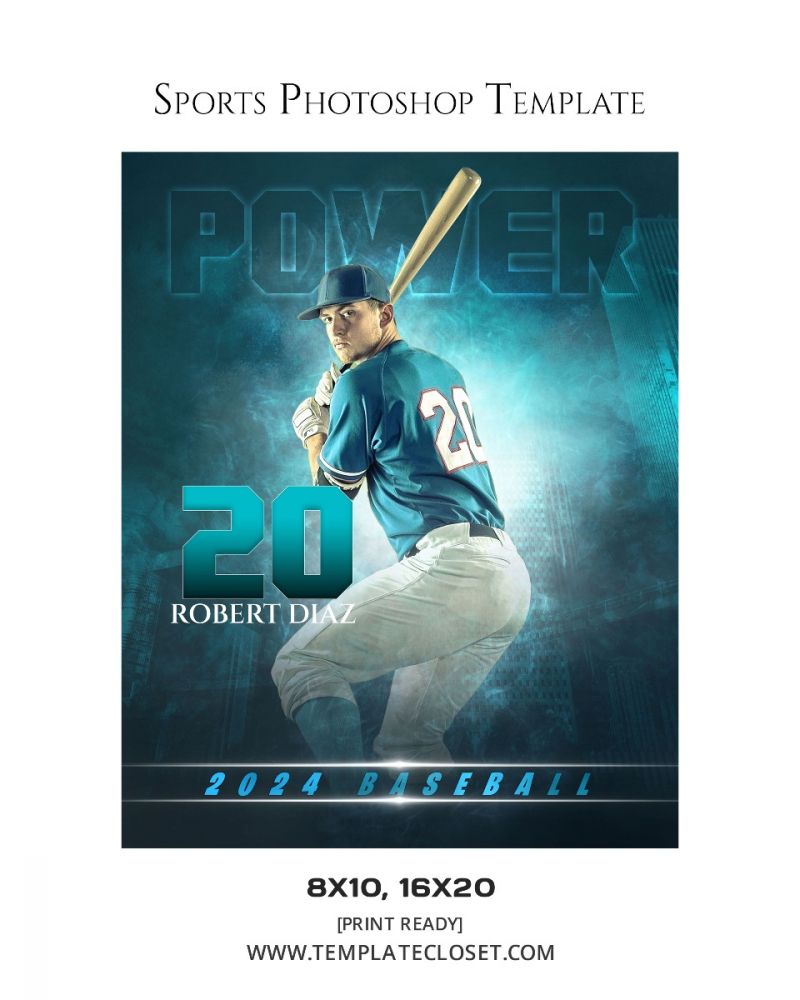 Robert Diaz- Baseball Power Effect Photoshop Template