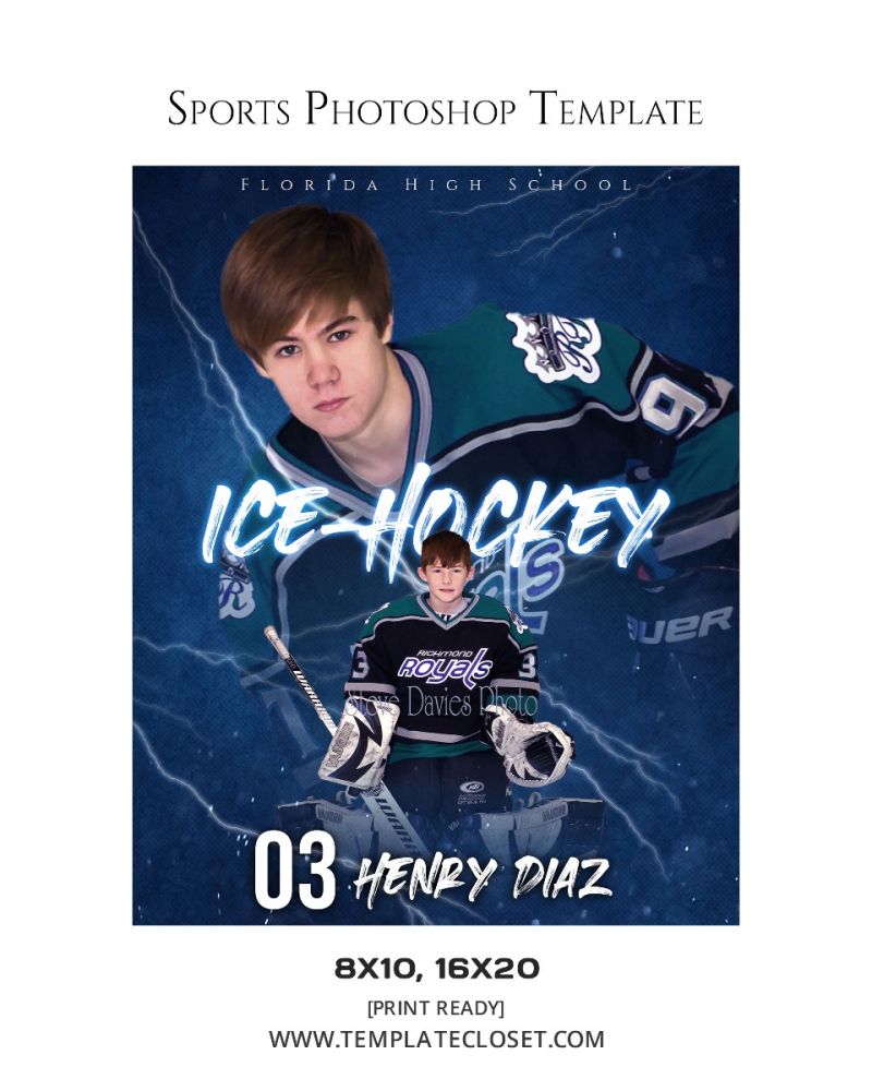 Ice Hockey Team Multi Layered Customized Sports Template