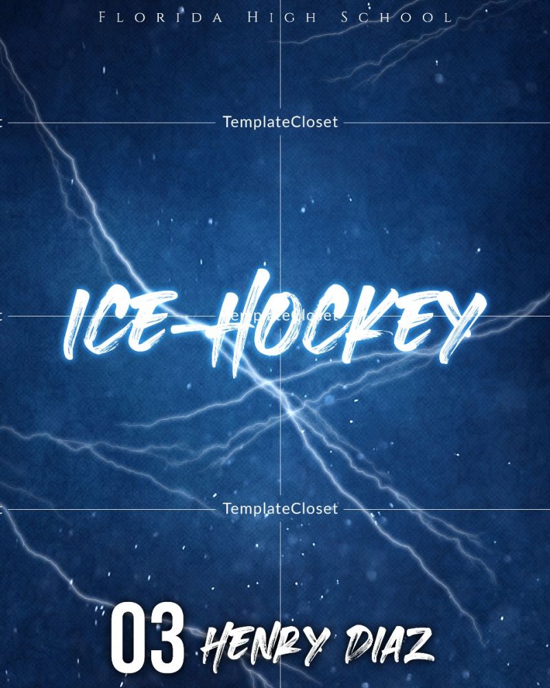 Ice Hockey American High School Photoshop Layered Template