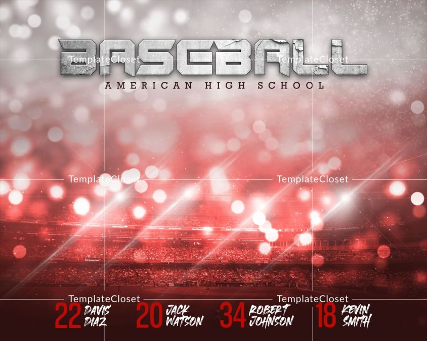 Baseball Team With Jersey Number Layered Photography Template