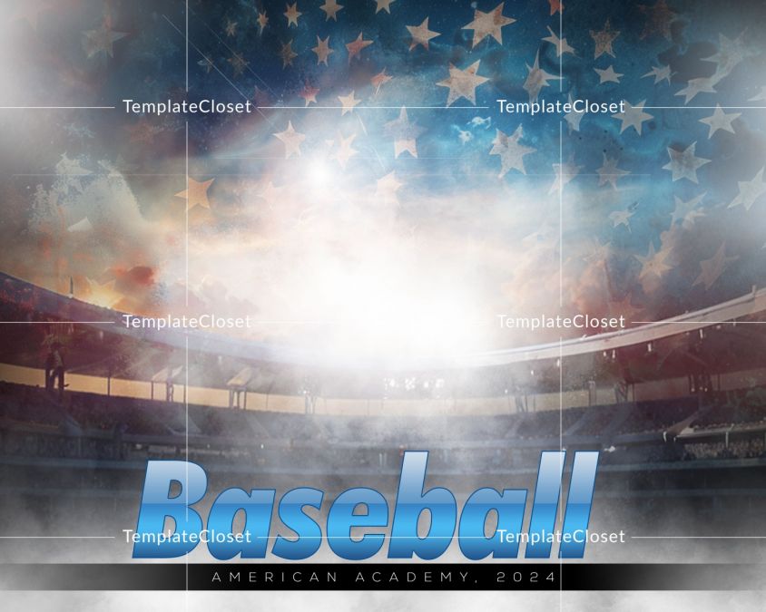 Baseball Team With Flag Photography Template