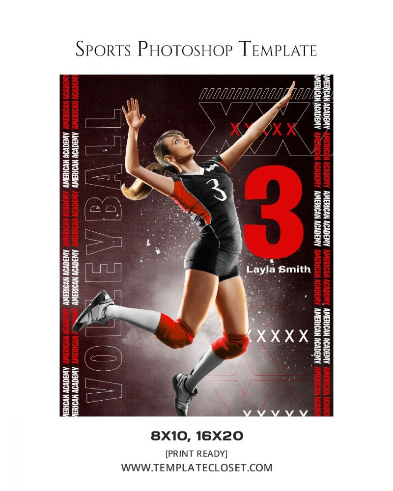Volleyball Print Ready Sports Photography Template