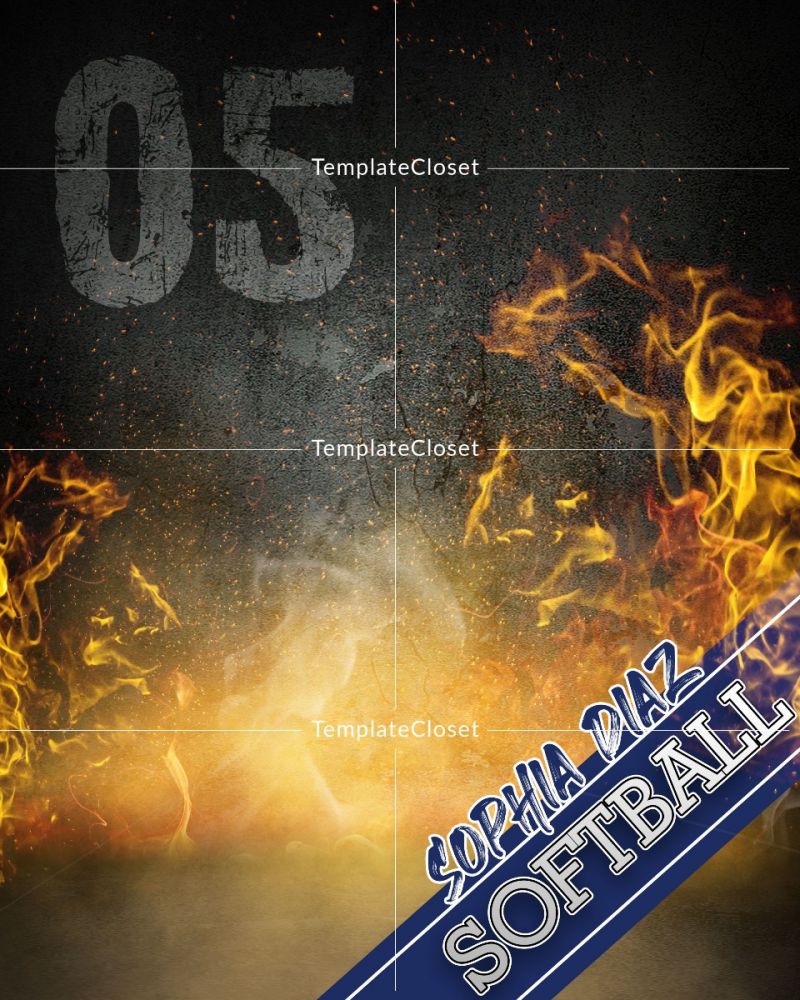 Softball On The Fire Layered Photoshop Template