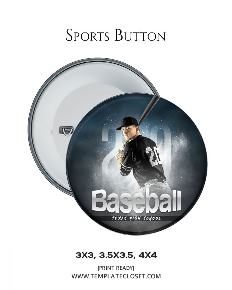 Fully Customized Baseball Button Template