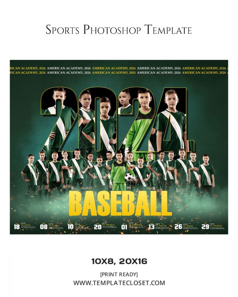 Baseball 2024 Sport Team Photography Template