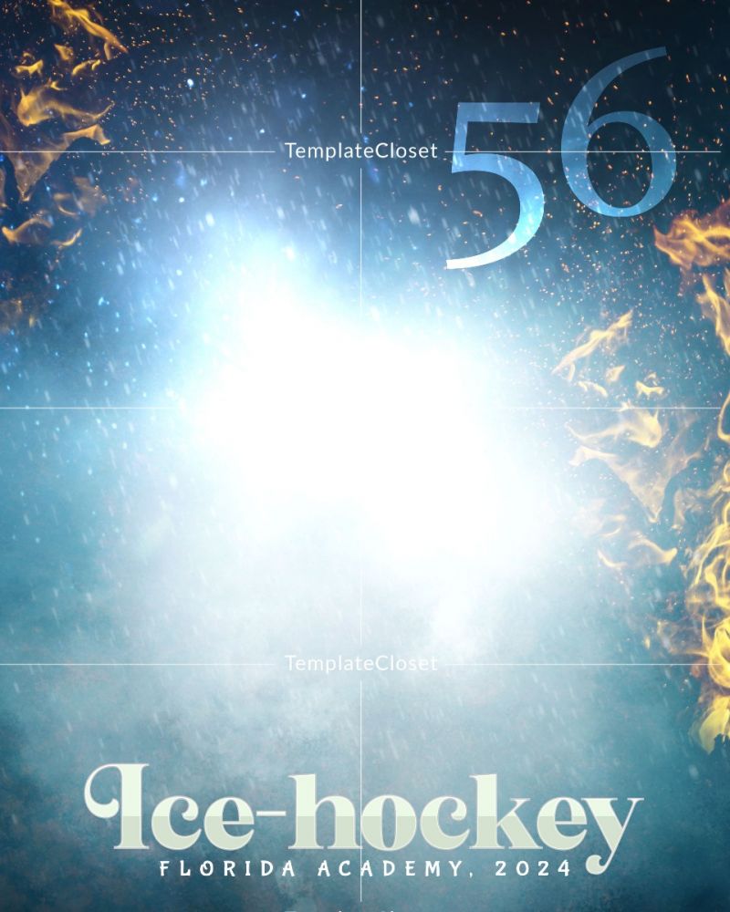 Ice Hockey American High School Photoshop Layered Template