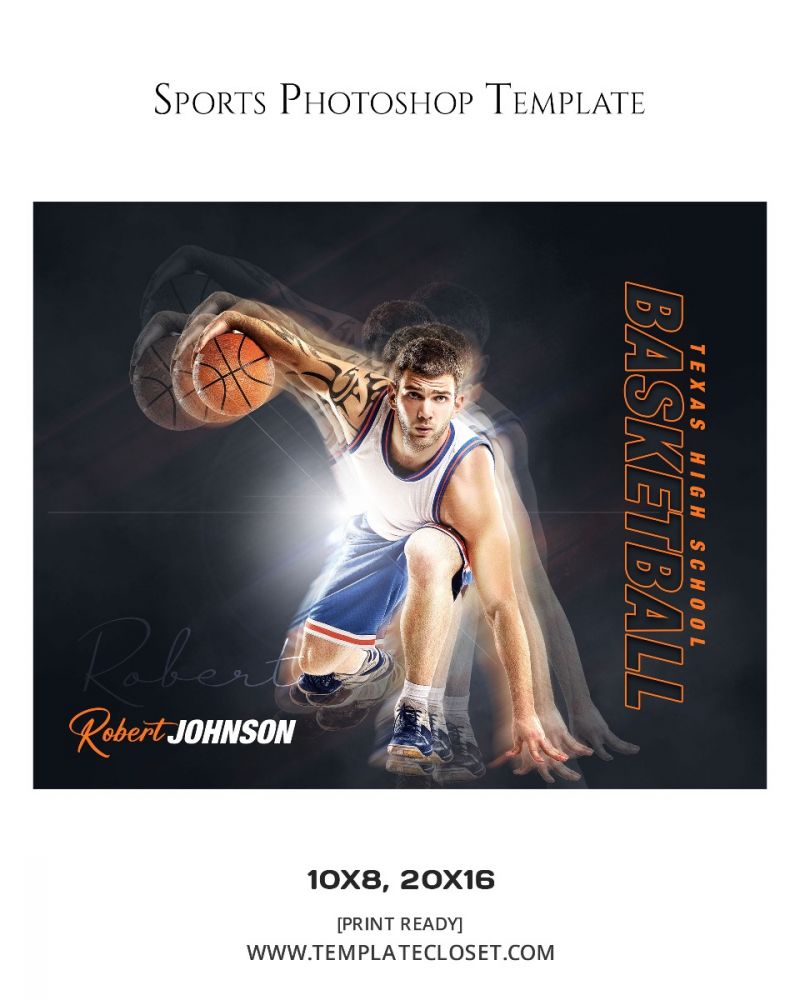 Basketball 3D Effect Sports Photography Template