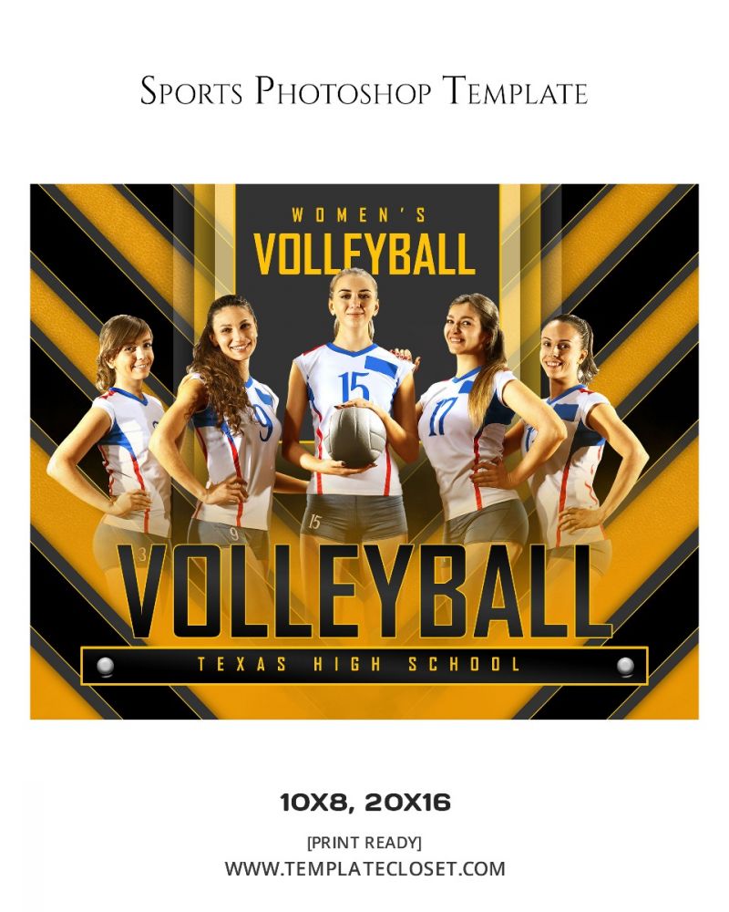 Women Volleyball Multi Layer Sports Photography Template
