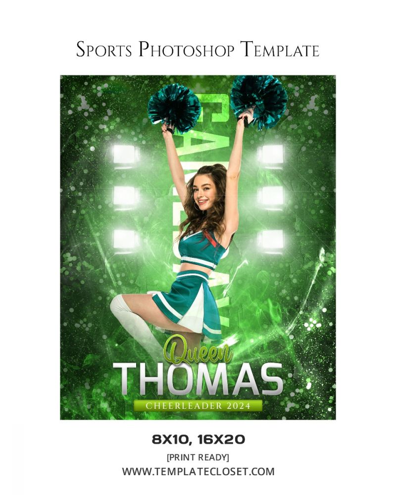 Cheerleader Green Sprinkle Effect Photography Template