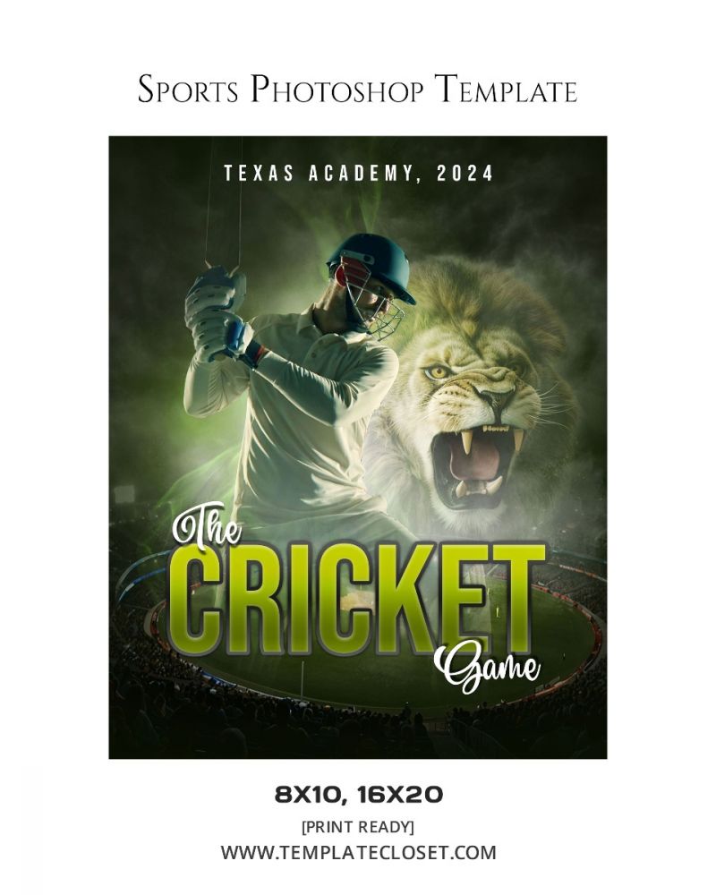 Cricket Green Effect Sports Print Ready Template