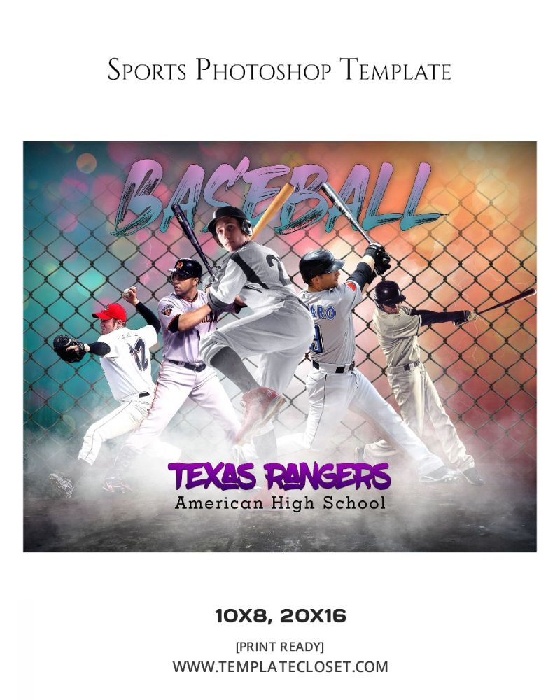Baseball Team Multi Color With Multi Layer Photography Template
