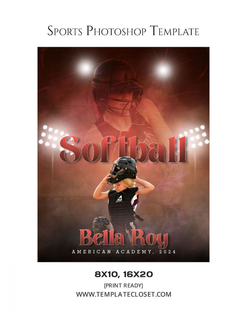 Bella Roy - Softball Memory Mate Sports Ready To Print Template