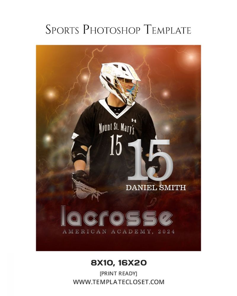 Lacrosse Strom Effect Customized Sports Photography Template