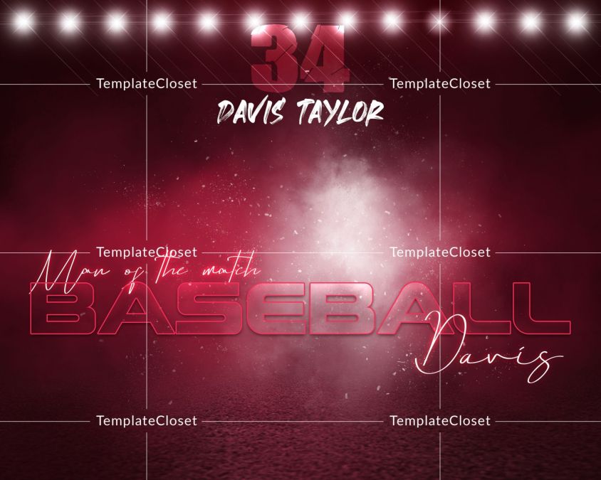 Baseball Themed Effect Sports Photography Template
