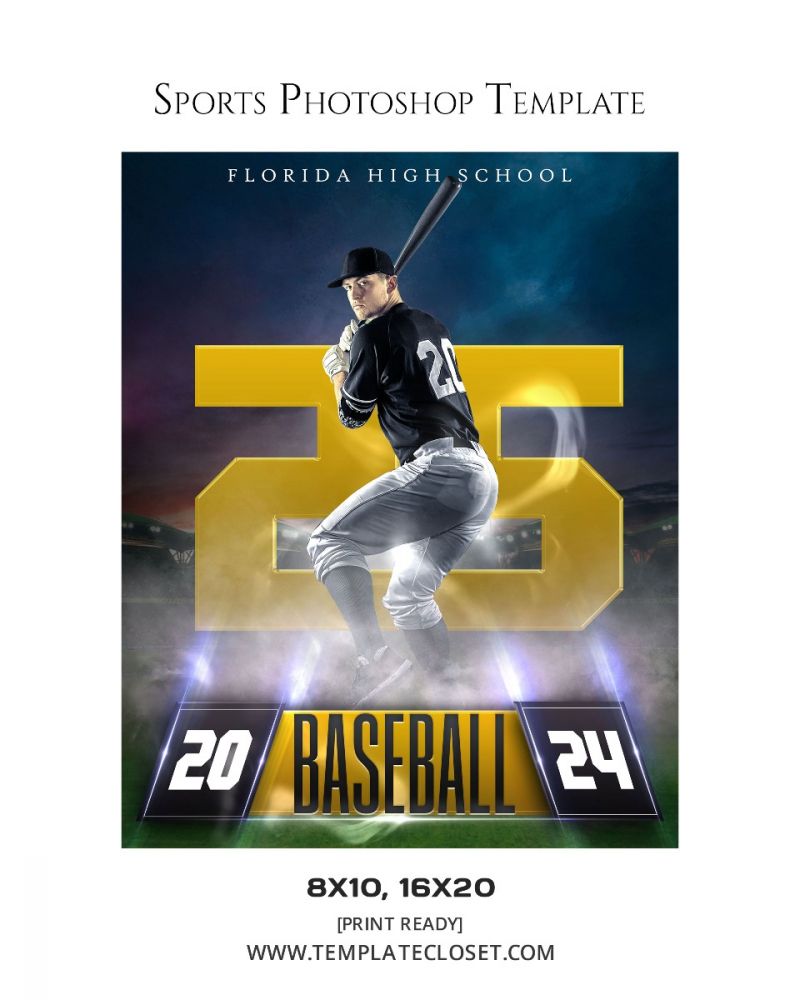 Baseball Themed Effect Sports Photography Template