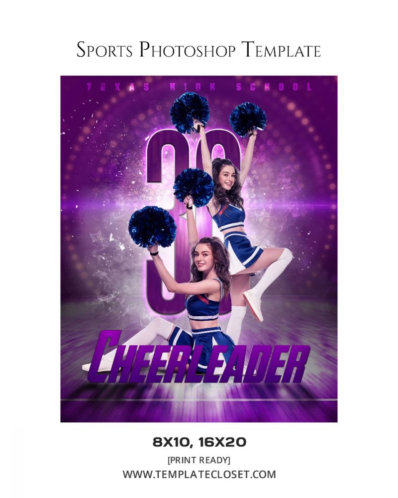 Cheerleader Green Sprinkle Effect Photography Template