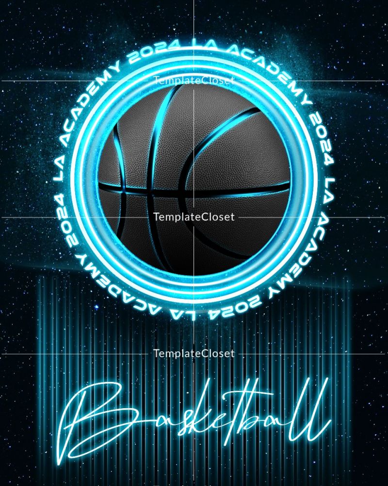 Basketball Themed Effect Layered Photoshop Sports Template