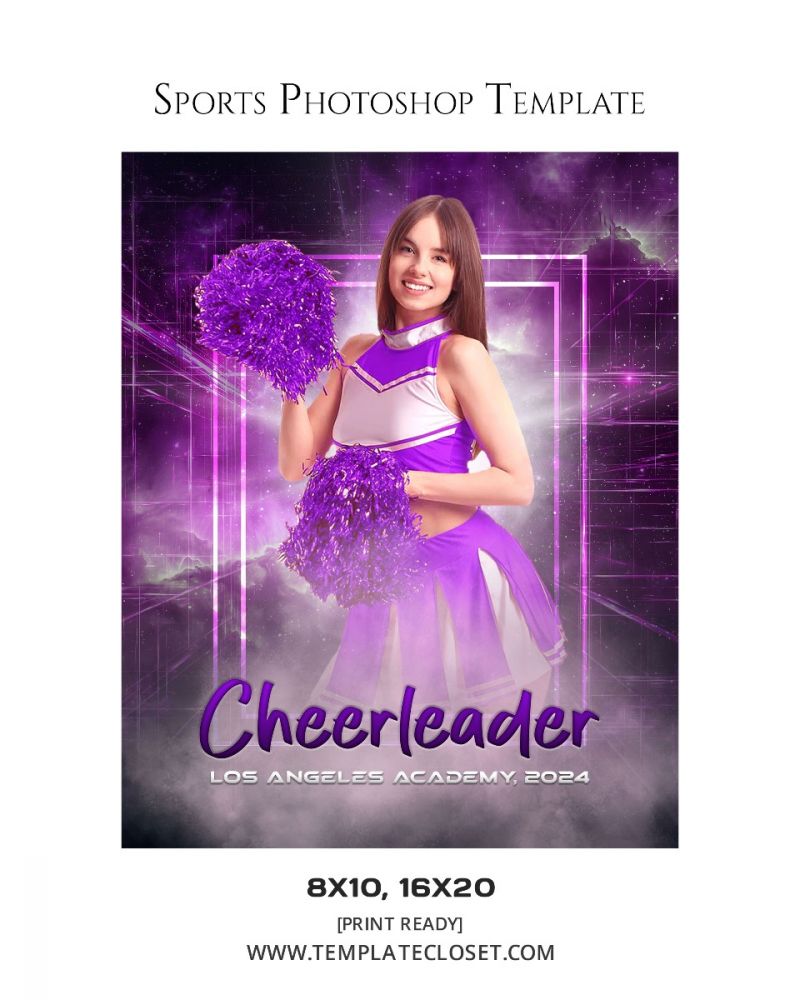 Cheerleader Green Sprinkle Effect Photography Template