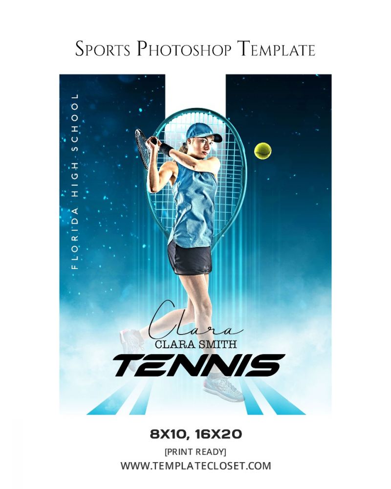 Clara Smith - Tennis Signature Effect Print Ready Sports Template