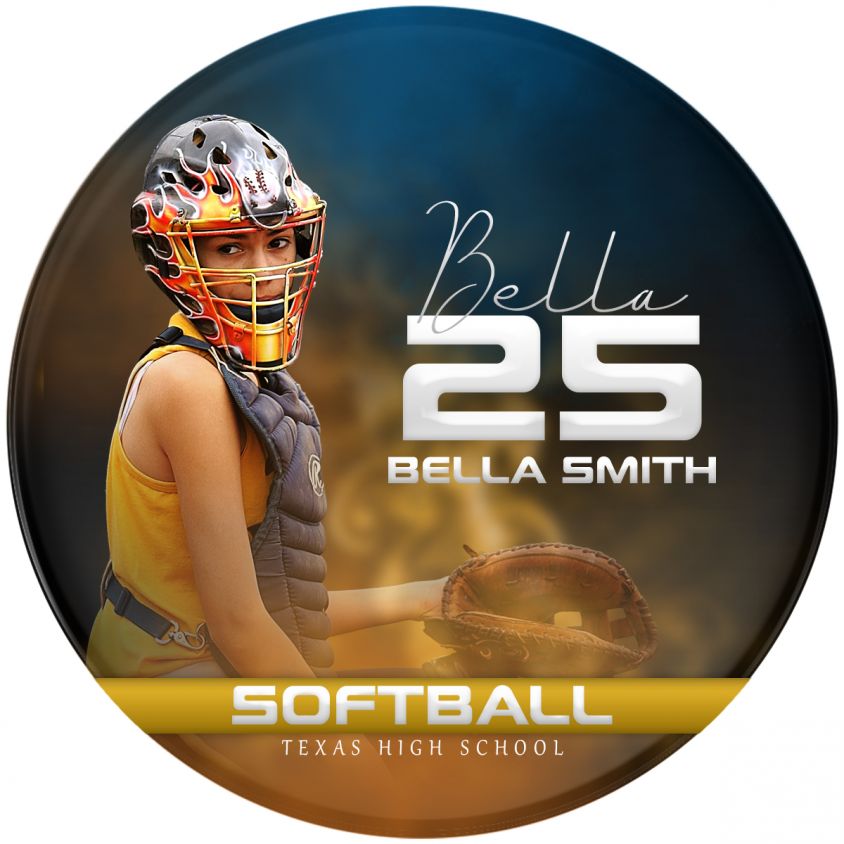 Softball Enliven Effect With Background Layer Sports Button