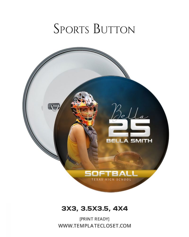 Softball Photo Button