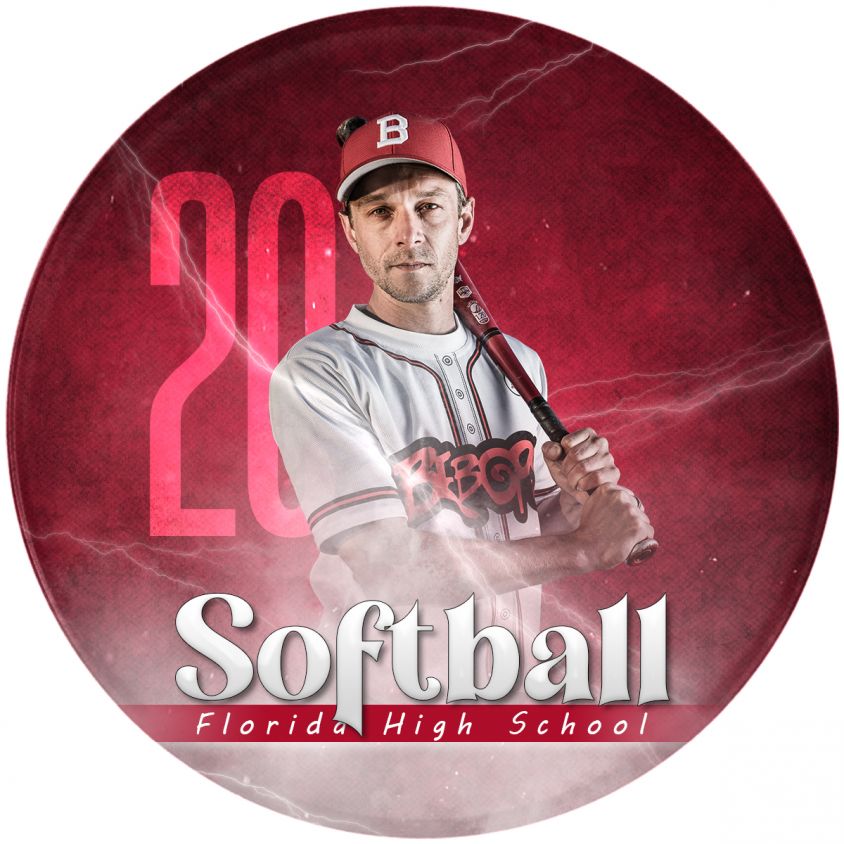 Softball Enliven Effect With Background Layer Sports Button