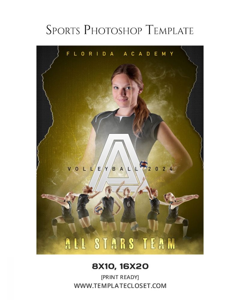 Volleyball - All Stars Team Sports Photography Template