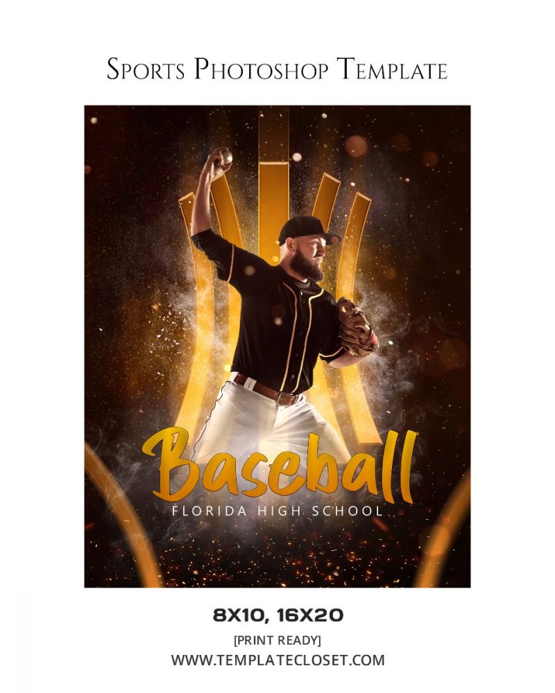 Baseball Themed Effect Sports Photography Template