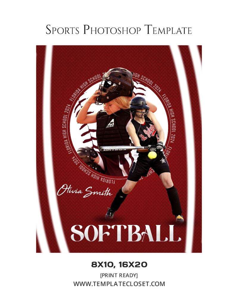 Olivia Smith - Softball Themed Effect Photography Template